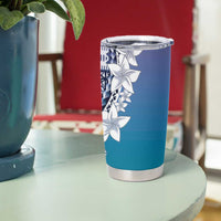 Aloha Vintage Plumeria Hawaiian Tapa Pattern Tumbler Cup Blue Hawaiian Tapa Pattern LT9 - Polynesian Pride