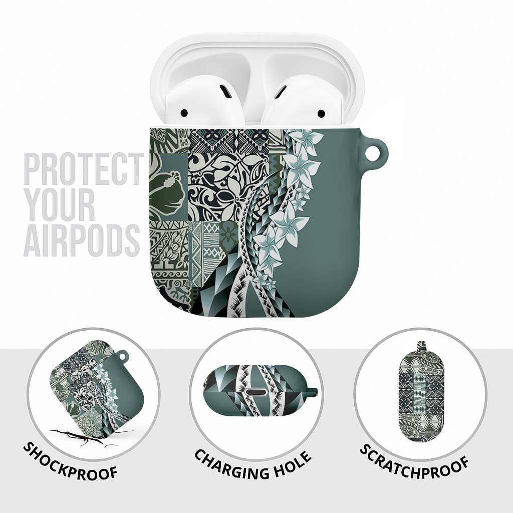 Aloha Vintage Plumeria Hawaiian Tapa Pattern AirPods Case Dark Turquoise Hawaiian Tapa Pattern - Polynesian Pride
