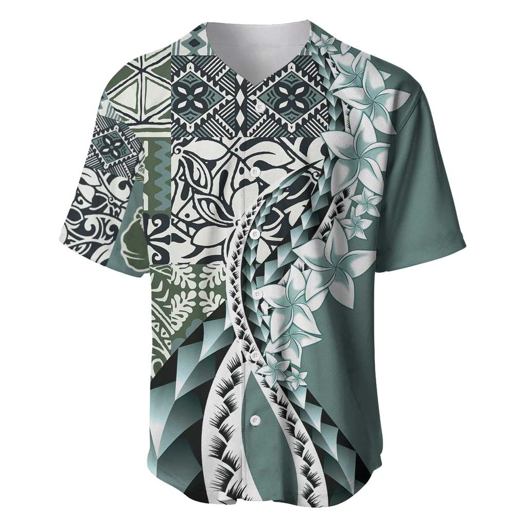 Aloha Vintage Plumeria Hawaiian Tapa Pattern Baseball Jersey Dark Turquoise Hawaiian Tapa Pattern - Polynesian Pride