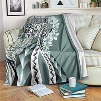 Aloha Vintage Plumeria Hawaiian Tapa Pattern Blanket Dark Turquoise Hawaiian Tapa Pattern - Polynesian Pride
