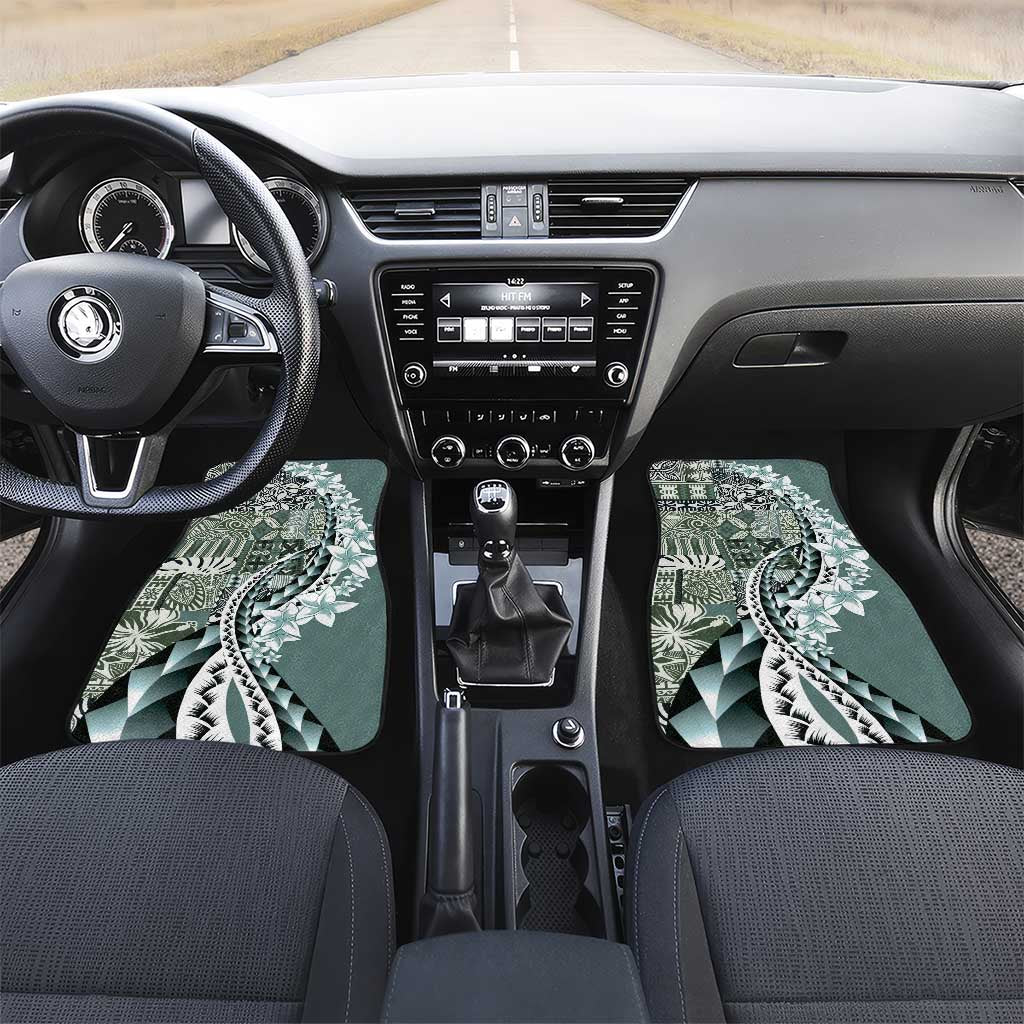 Aloha Vintage Plumeria Hawaiian Tapa Pattern Car Mats Dark Turquoise Hawaiian Tapa Pattern - Polynesian Pride