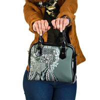 Aloha Vintage Plumeria Hawaiian Tapa Pattern Shoulder Handbag Dark Turquoise Hawaiian Tapa Pattern - Polynesian Pride