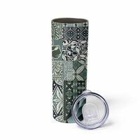 Aloha Vintage Plumeria Hawaiian Tapa Pattern Skinny Tumbler Dark Turquoise Hawaiian Tapa Pattern - Polynesian Pride