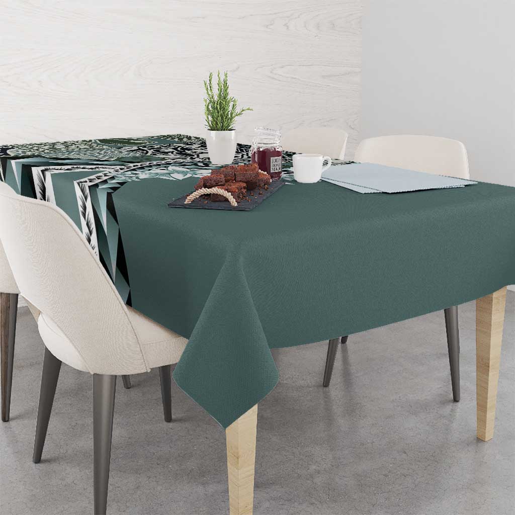 Aloha Vintage Plumeria Hawaiian Tapa Pattern Tablecloth Dark Turquoise Hawaiian Tapa Pattern - Polynesian Pride