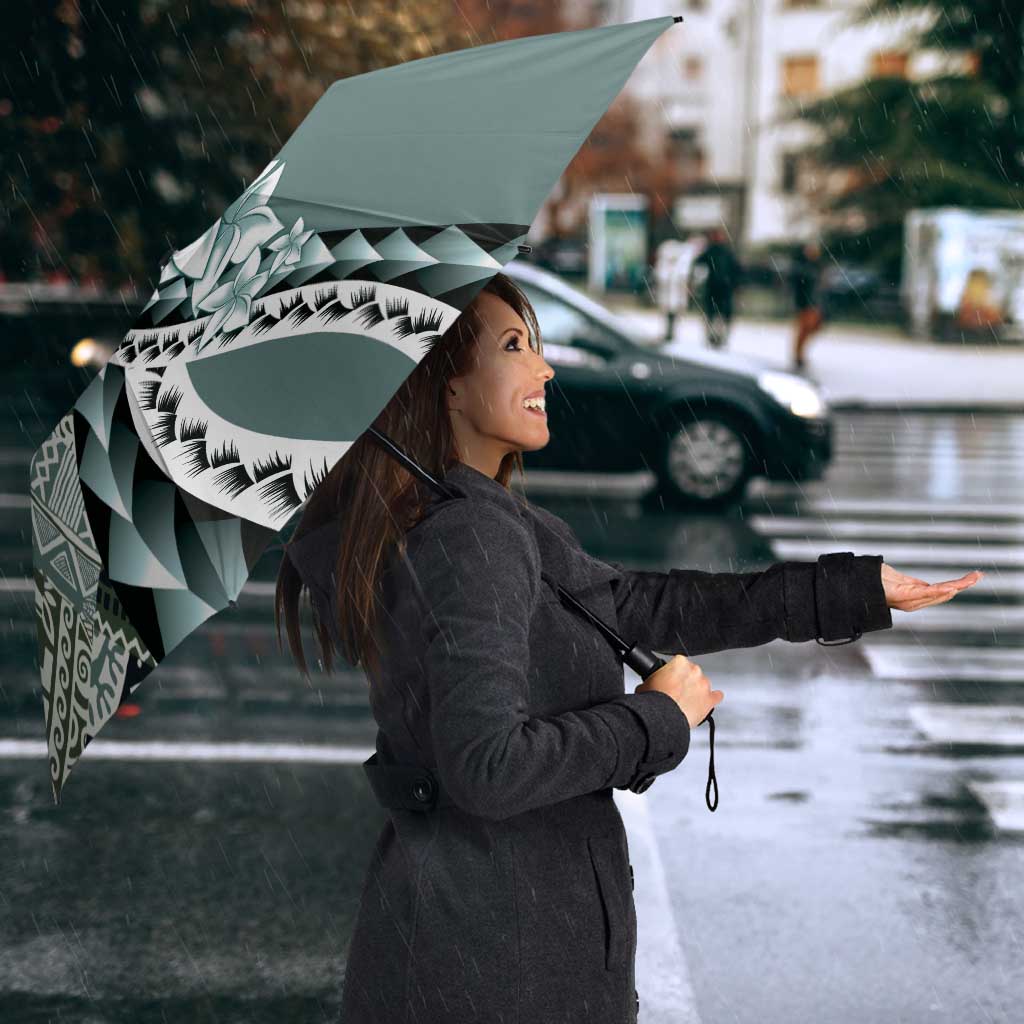 Aloha Vintage Plumeria Hawaiian Tapa Pattern Umbrella Dark Turquoise Hawaiian Tapa Pattern - Polynesian Pride