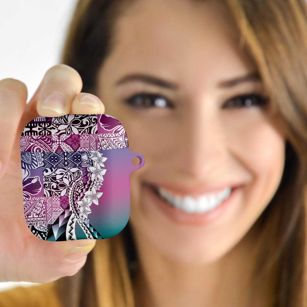 Aloha Vintage Plumeria Hawaiian Tapa Pattern AirPods Case Gradient Hawaiian Tapa Pattern - Polynesian Pride