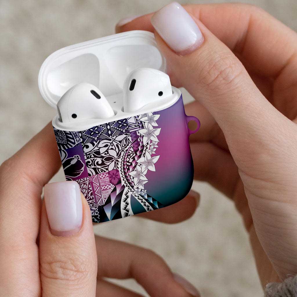 Aloha Vintage Plumeria Hawaiian Tapa Pattern AirPods Case Gradient Hawaiian Tapa Pattern - Polynesian Pride