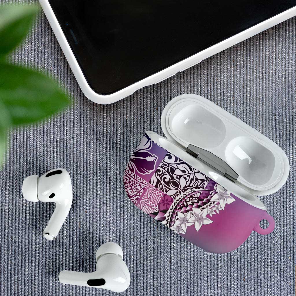 Aloha Vintage Plumeria Hawaiian Tapa Pattern AirPods Case Gradient Hawaiian Tapa Pattern - Polynesian Pride