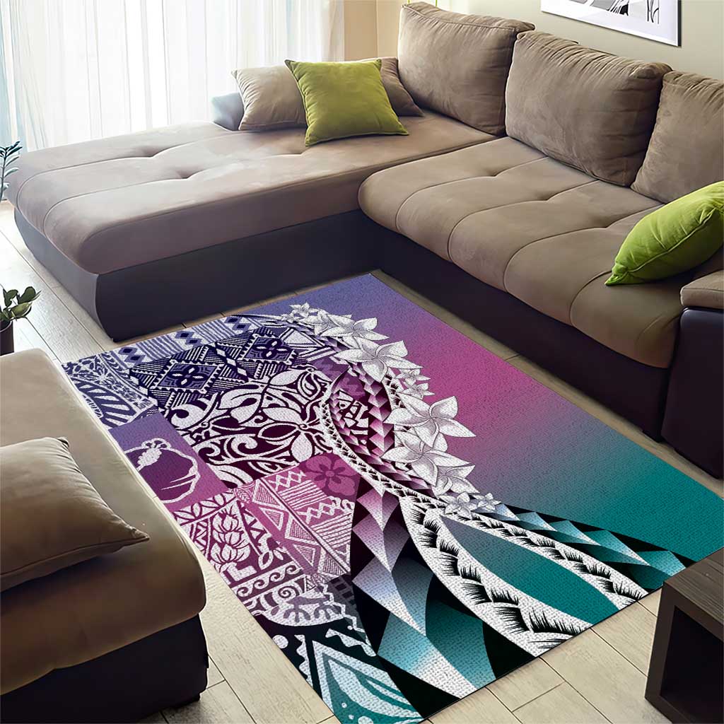 Aloha Vintage Plumeria Hawaiian Tapa Pattern Area Rug Gradient Hawaiian Tapa Pattern - Polynesian Pride