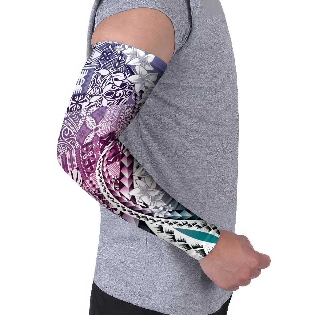 Aloha Vintage Plumeria Hawaiian Tapa Pattern Arm Sleeves Gradient Hawaiian Tapa Pattern - Polynesian Pride