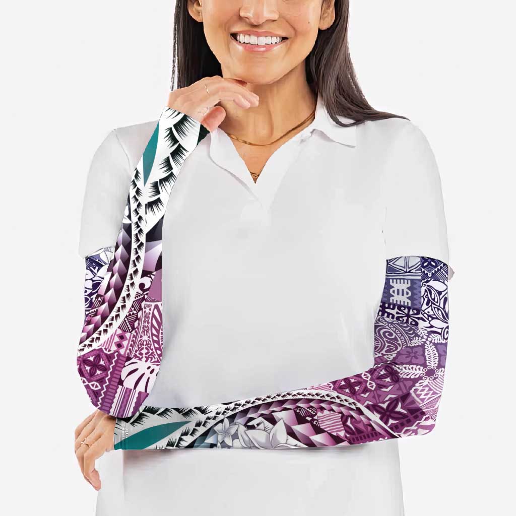 Aloha Vintage Plumeria Hawaiian Tapa Pattern Arm Sleeves Gradient Hawaiian Tapa Pattern - Polynesian Pride