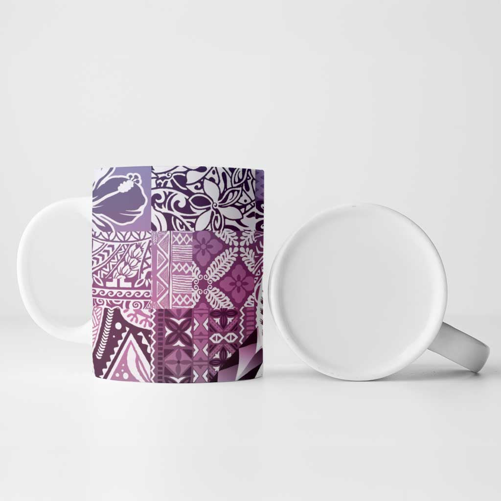 Aloha Vintage Plumeria Hawaiian Tapa Pattern Ceramic Mug Gradient Hawaiian Tapa Pattern - Polynesian Pride