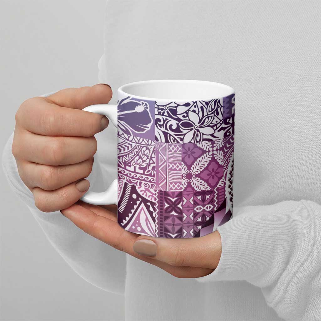 Aloha Vintage Plumeria Hawaiian Tapa Pattern Ceramic Mug Gradient Hawaiian Tapa Pattern - Polynesian Pride