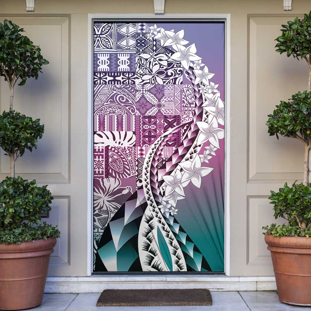 Aloha Vintage Plumeria Hawaiian Tapa Pattern Door Cover Gradient Hawaiian Tapa Pattern - Polynesian Pride
