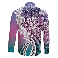 Aloha Vintage Plumeria Hawaiian Tapa Pattern Family Matching Mermaid Dress and Hawaiian Shirt Gradient Hawaiian Tapa Pattern LT9 - Polynesian Pride