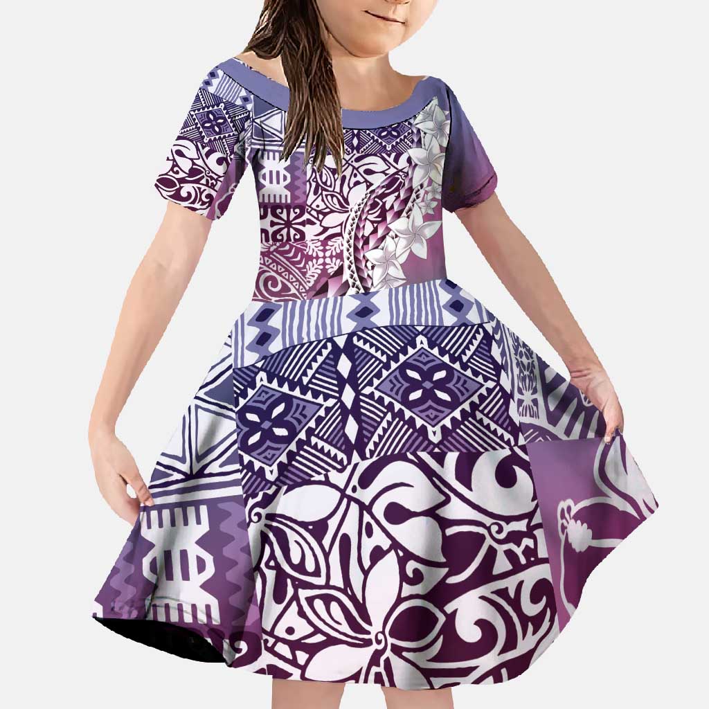 Aloha Vintage Plumeria Hawaiian Tapa Pattern Family Matching Tank Maxi Dress and Hawaiian Shirt Gradient Hawaiian Tapa Pattern - Polynesian Pride