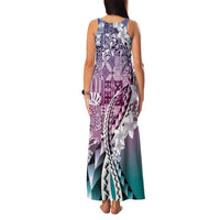 Aloha Vintage Plumeria Hawaiian Tapa Pattern Family Matching Tank Maxi Dress and Hawaiian Shirt Gradient Hawaiian Tapa Pattern - Polynesian Pride