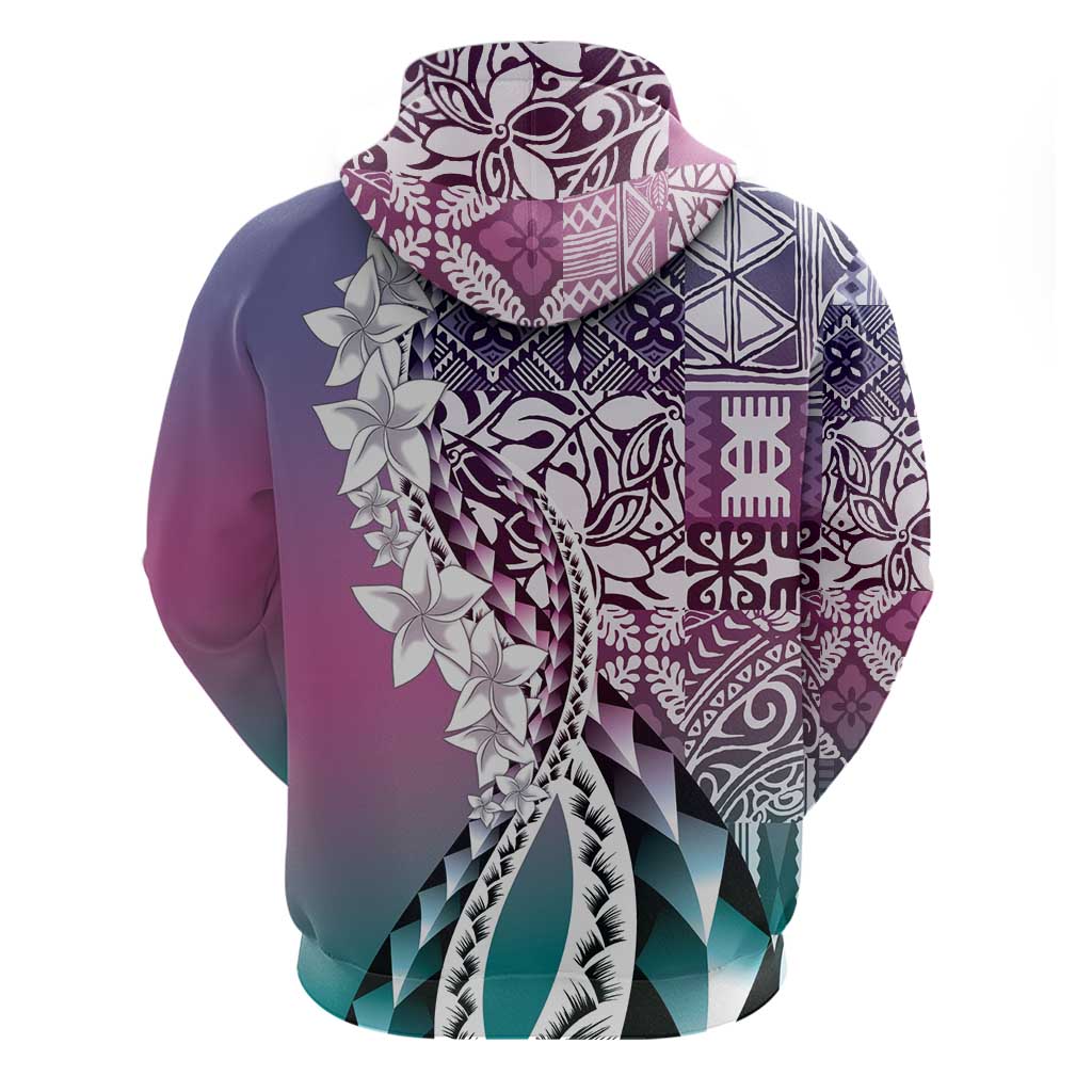 Aloha Vintage Plumeria Hawaiian Tapa Pattern Hoodie Gradient Hawaiian Tapa Pattern - Polynesian Pride