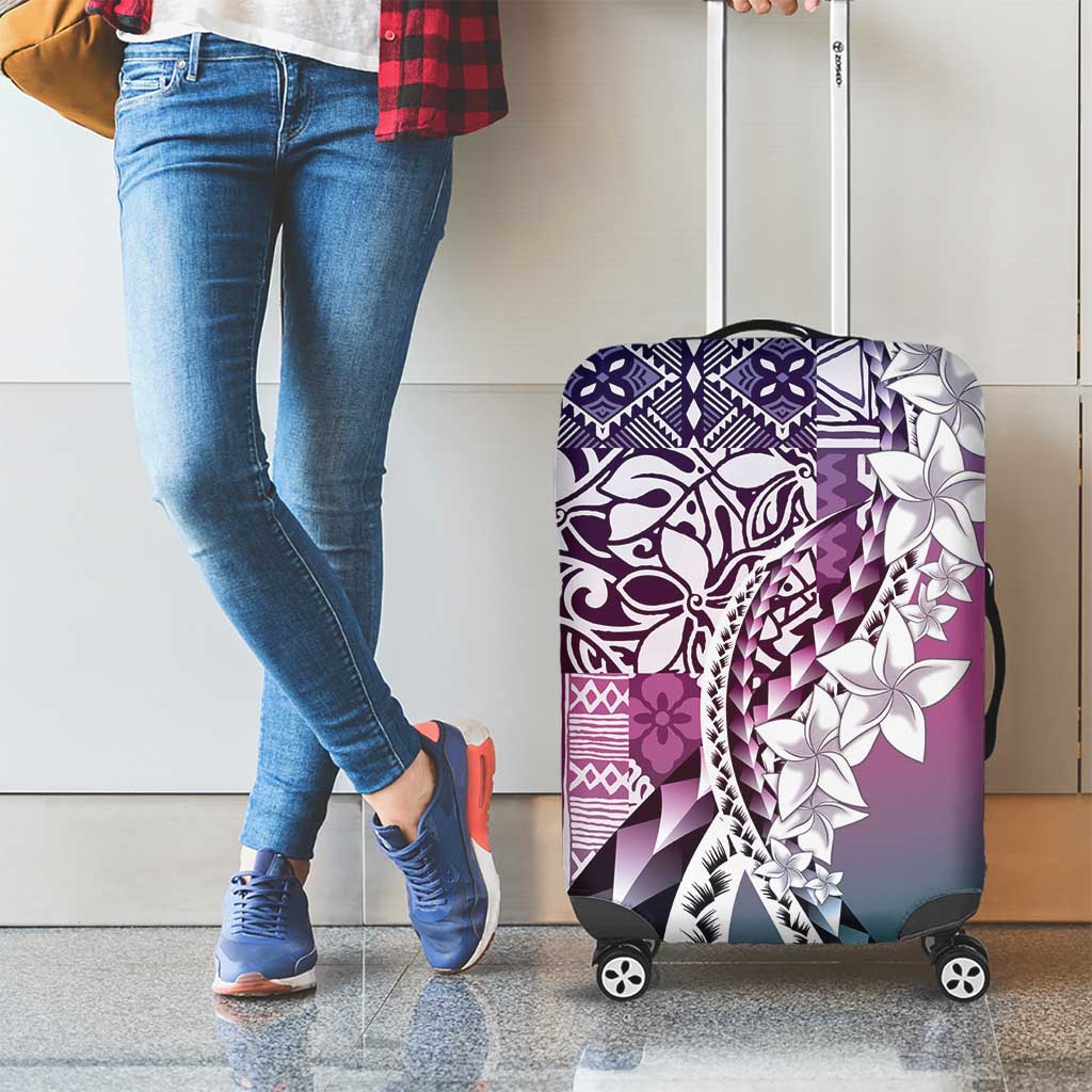 Aloha Vintage Plumeria Hawaiian Tapa Pattern Luggage Cover Gradient Hawaiian Tapa Pattern - Polynesian Pride