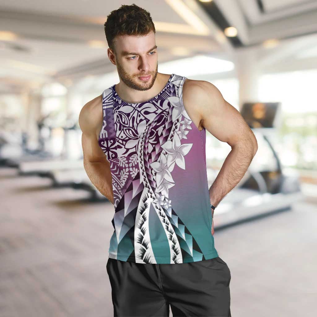 Aloha Vintage Plumeria Hawaiian Tapa Pattern Men Tank Top Gradient Hawaiian Tapa Pattern - Polynesian Pride