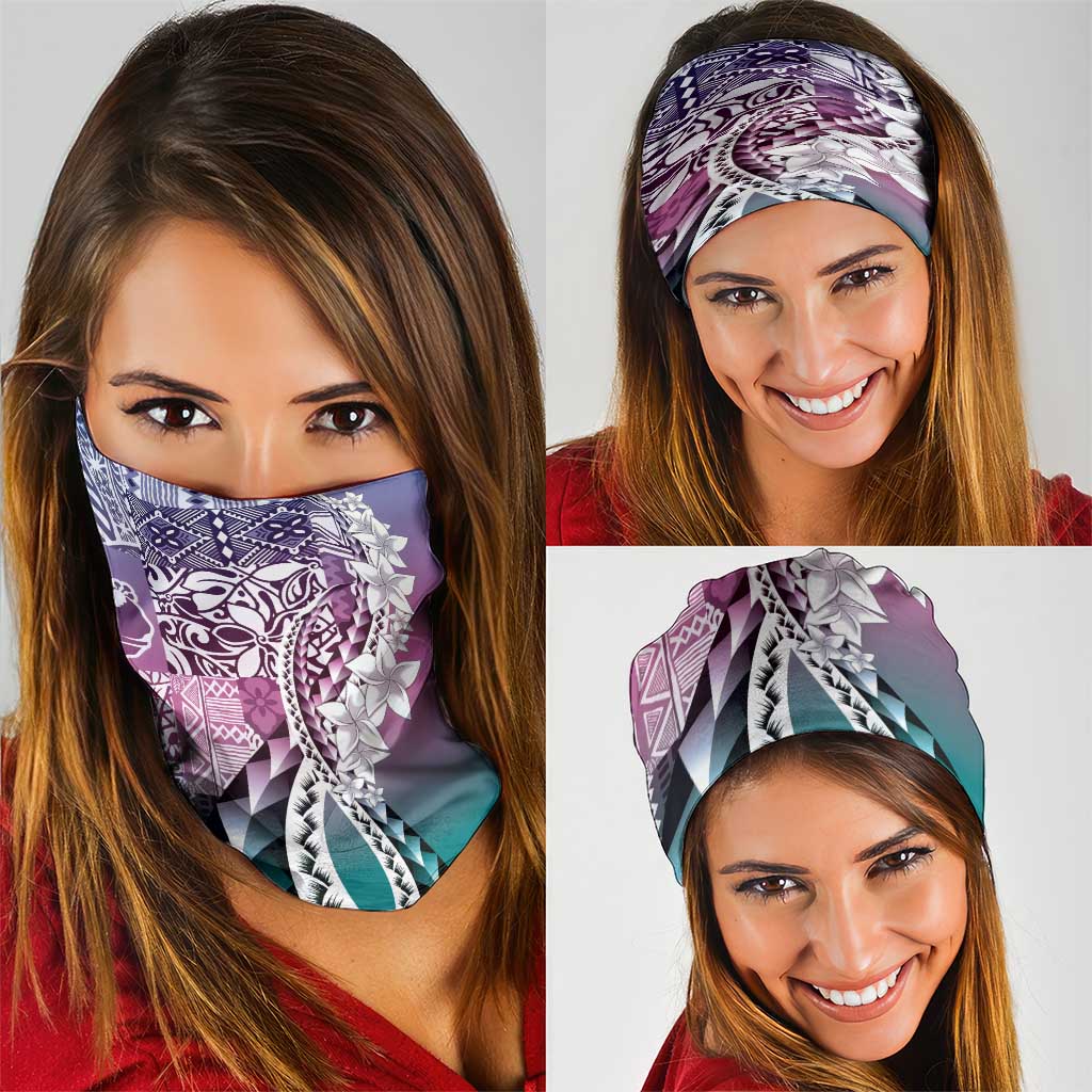 Aloha Vintage Plumeria Hawaiian Tapa Pattern Neck Gaiter Gradient Hawaiian Tapa Pattern - Polynesian Pride