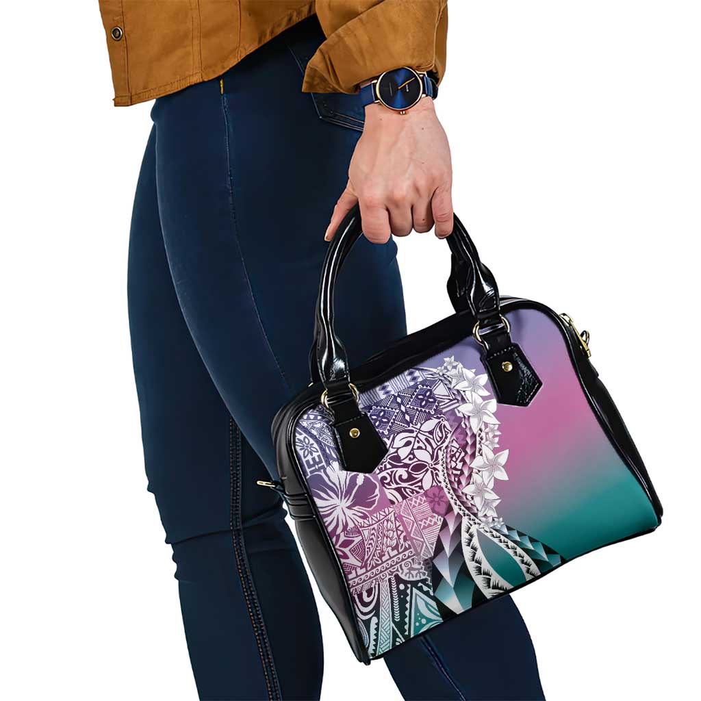Aloha Vintage Plumeria Hawaiian Tapa Pattern Shoulder Handbag Gradient Hawaiian Tapa Pattern - Polynesian Pride