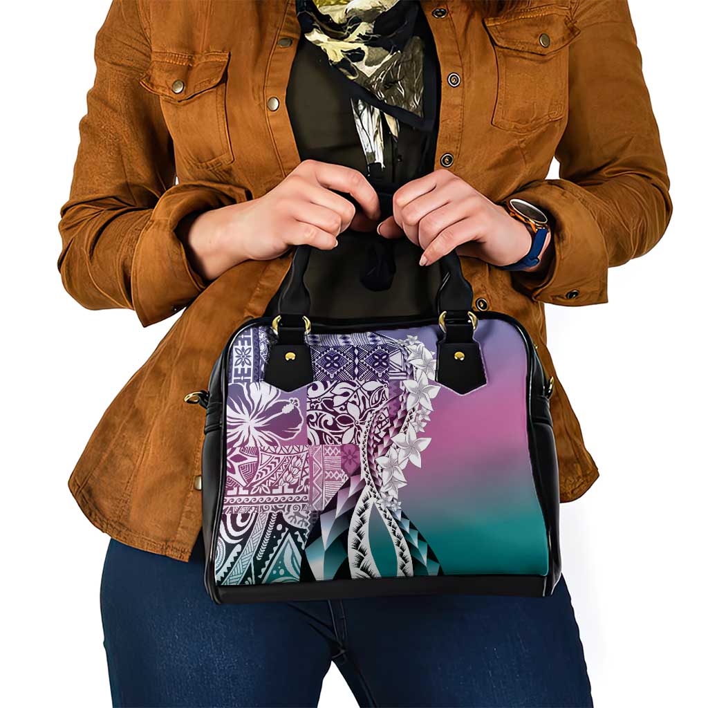 Aloha Vintage Plumeria Hawaiian Tapa Pattern Shoulder Handbag Gradient Hawaiian Tapa Pattern - Polynesian Pride
