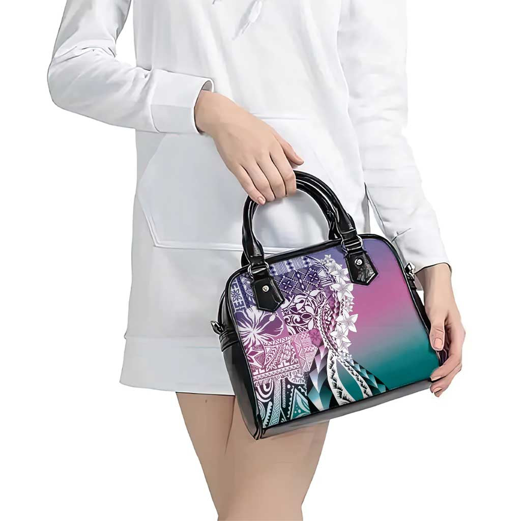 Aloha Vintage Plumeria Hawaiian Tapa Pattern Shoulder Handbag Gradient Hawaiian Tapa Pattern - Polynesian Pride