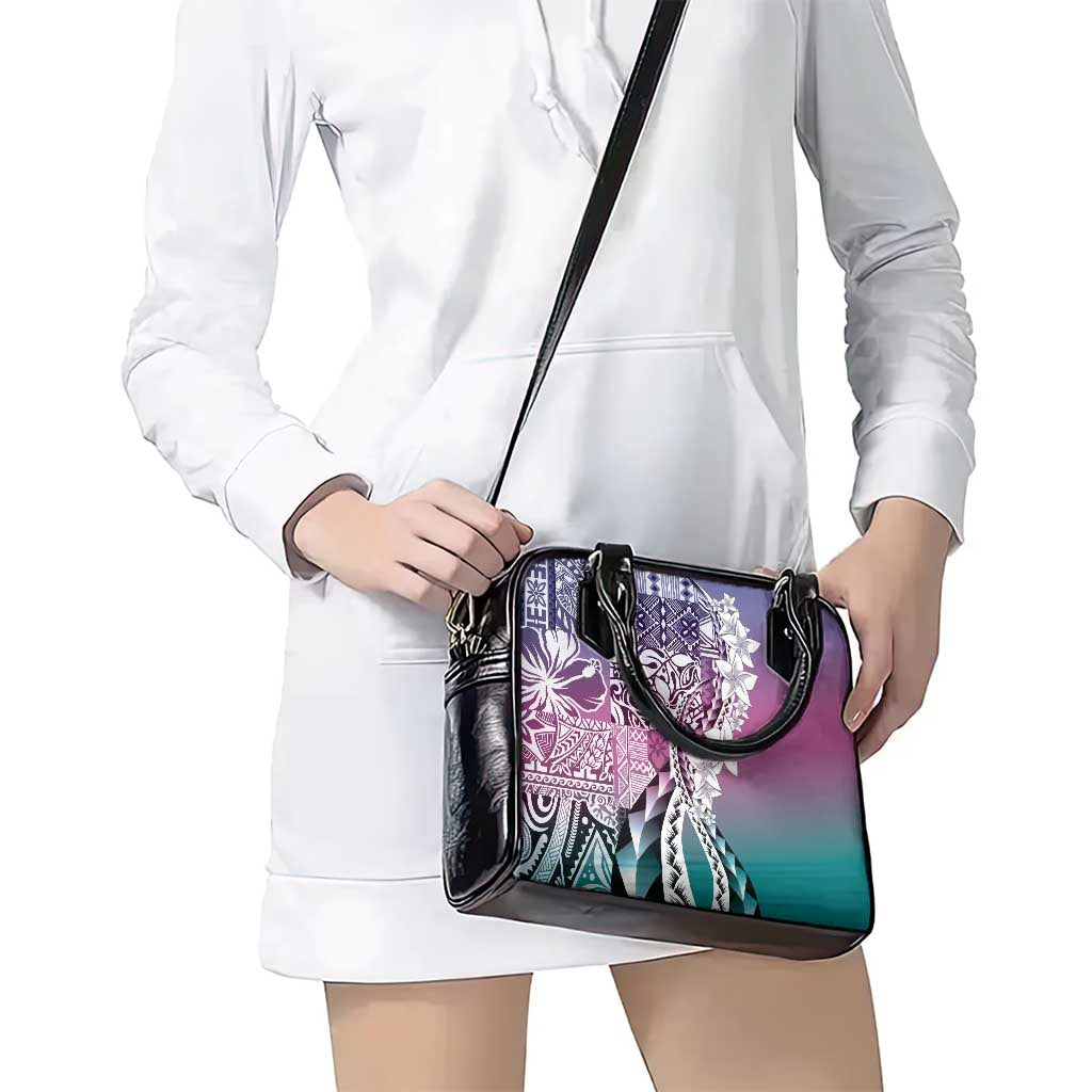 Aloha Vintage Plumeria Hawaiian Tapa Pattern Shoulder Handbag Gradient Hawaiian Tapa Pattern - Polynesian Pride