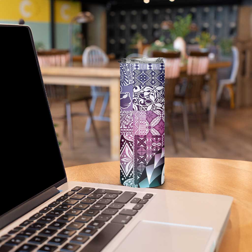 Aloha Vintage Plumeria Hawaiian Tapa Pattern Skinny Tumbler Gradient Hawaiian Tapa Pattern - Polynesian Pride