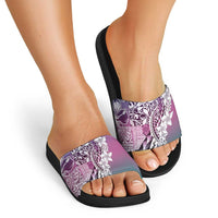 Aloha Vintage Plumeria Hawaiian Tapa Pattern Slide Sandals Gradient Hawaiian Tapa Pattern - Polynesian Pride