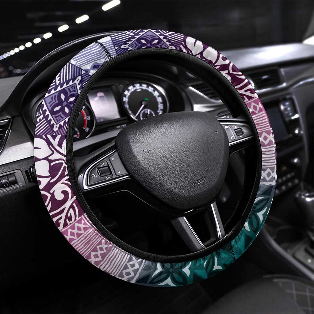 Aloha Vintage Plumeria Hawaiian Tapa Pattern Steering Wheel Cover Gradient Hawaiian Tapa Pattern - Polynesian Pride