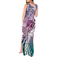 Aloha Vintage Plumeria Hawaiian Tapa Pattern Tank Maxi Dress Gradient Hawaiian Tapa Pattern - Polynesian Pride