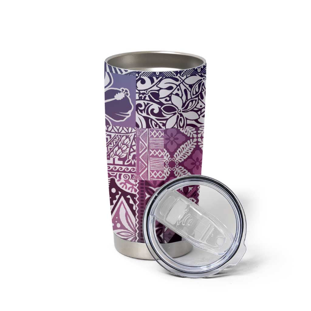 Aloha Vintage Plumeria Hawaiian Tapa Pattern Tumbler Cup Gradient Hawaiian Tapa Pattern - Polynesian Pride