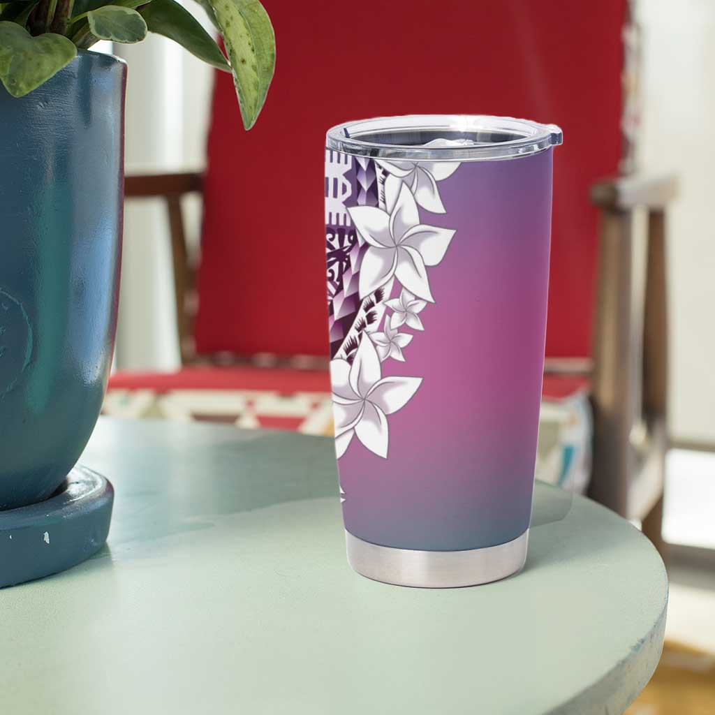Aloha Vintage Plumeria Hawaiian Tapa Pattern Tumbler Cup Gradient Hawaiian Tapa Pattern - Polynesian Pride