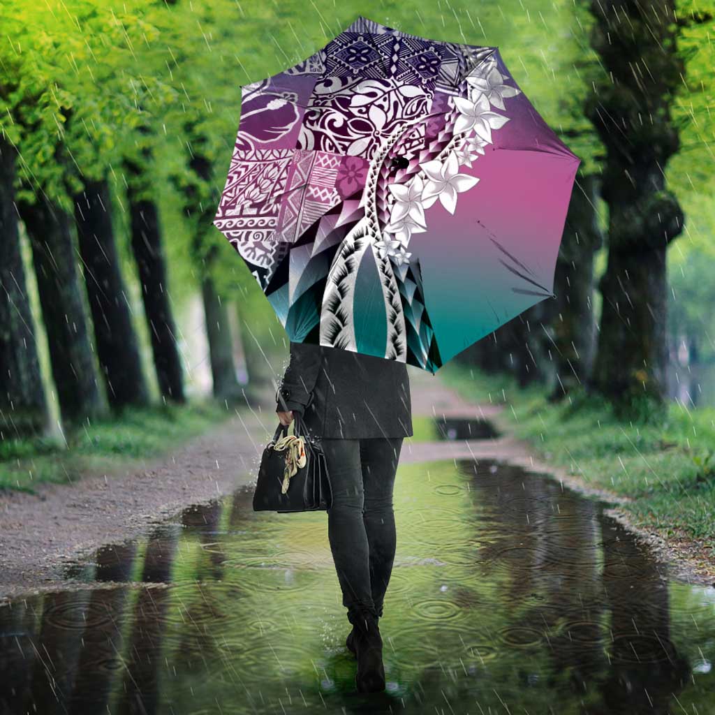 Aloha Vintage Plumeria Hawaiian Tapa Pattern Umbrella Gradient Hawaiian Tapa Pattern - Polynesian Pride