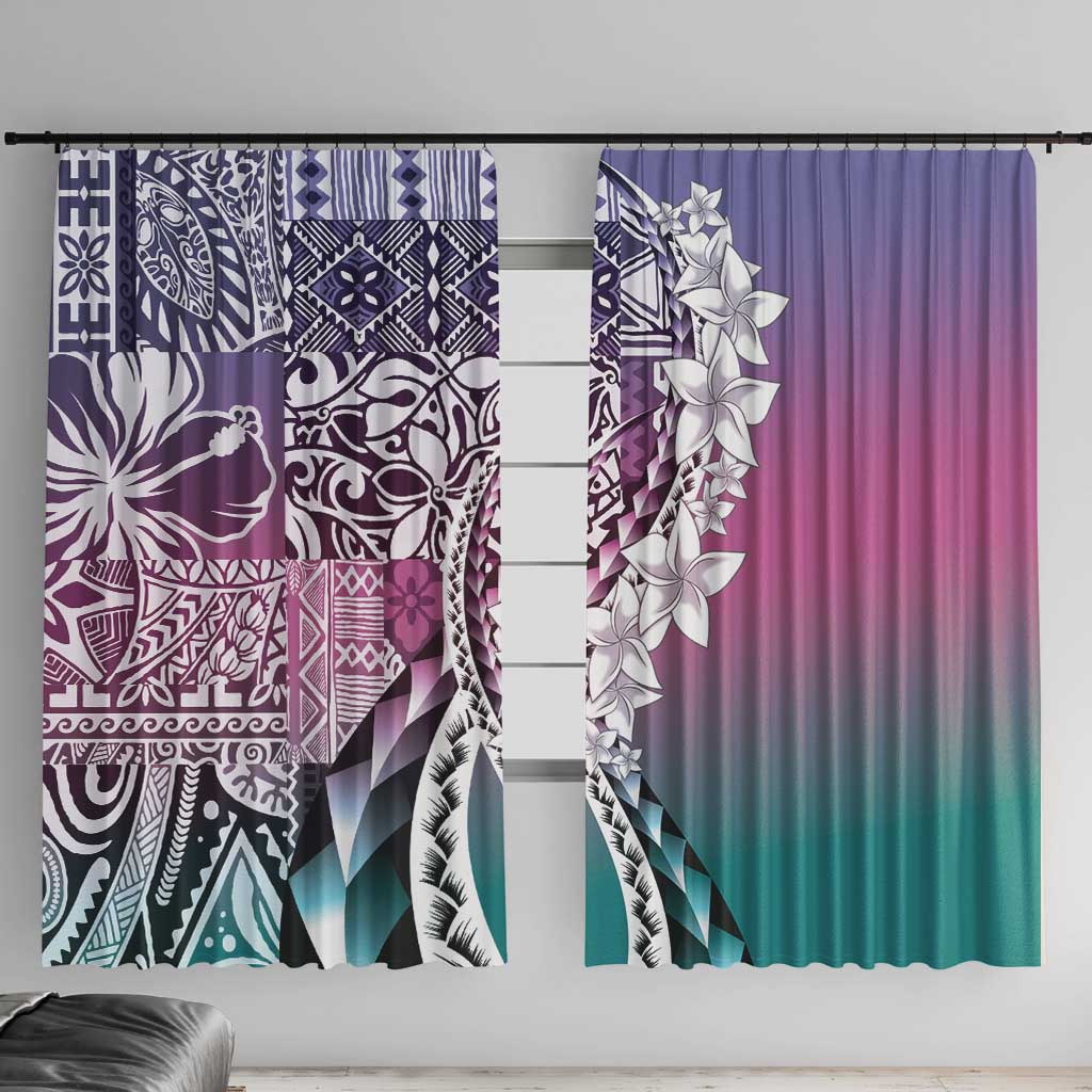 Aloha Vintage Plumeria Hawaiian Tapa Pattern Window Curtain Gradient Hawaiian Tapa Pattern - Polynesian Pride