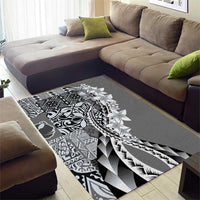 Aloha Vintage Plumeria Hawaiian Tapa Pattern Area Rug Gray Hawaiian Tapa Pattern - Polynesian Pride