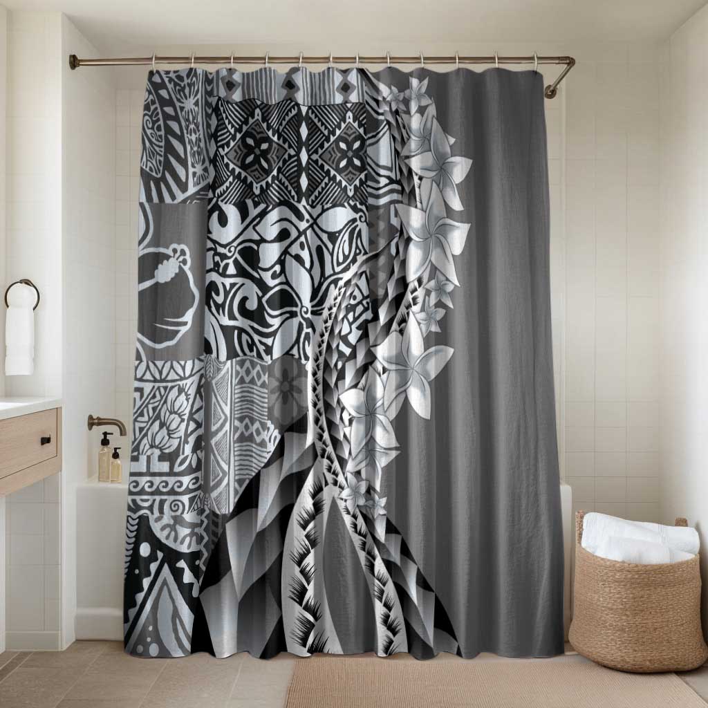 Aloha Vintage Plumeria Hawaiian Tapa Pattern Bathroom Set Gray Hawaiian Tapa Pattern - Polynesian Pride