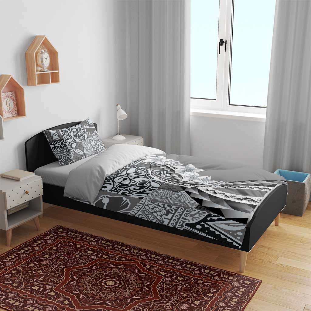 Aloha Vintage Plumeria Hawaiian Tapa Pattern Bedding Set Gray Hawaiian Tapa Pattern - Polynesian Pride