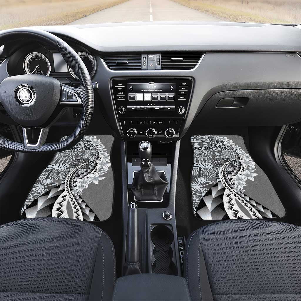 Aloha Vintage Plumeria Hawaiian Tapa Pattern Car Mats Gray Hawaiian Tapa Pattern - Polynesian Pride