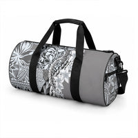 Aloha Vintage Plumeria Hawaiian Tapa Pattern Duffle Bag Gray Hawaiian Tapa Pattern LT9 - Polynesian Pride