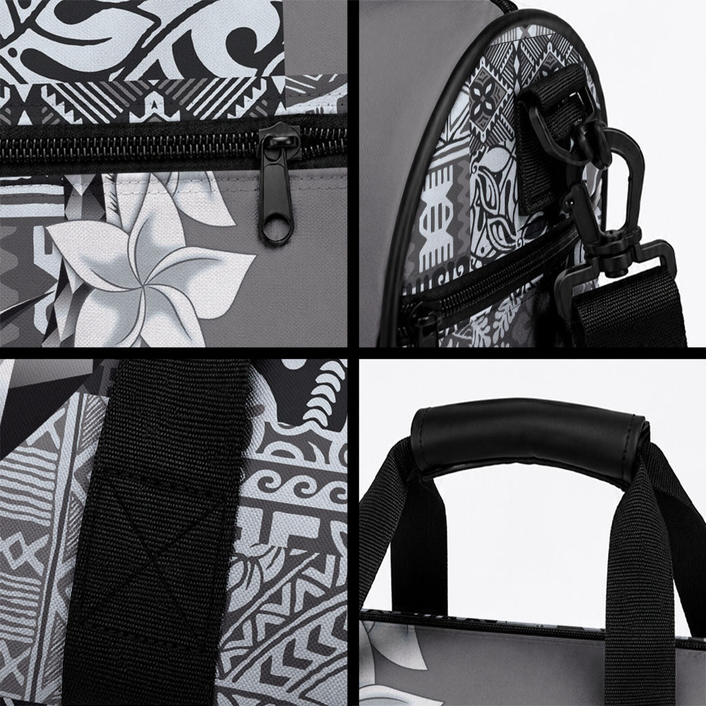 Aloha Vintage Plumeria Hawaiian Tapa Pattern Duffle Bag Gray Hawaiian Tapa Pattern LT9 - Polynesian Pride