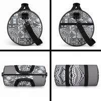Aloha Vintage Plumeria Hawaiian Tapa Pattern Duffle Bag Gray Hawaiian Tapa Pattern LT9 - Polynesian Pride