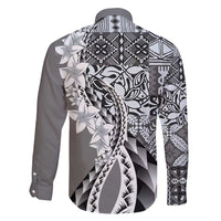 Aloha Vintage Plumeria Hawaiian Tapa Pattern Family Matching Puletasi and Hawaiian Shirt Gray Hawaiian Tapa Pattern LT9 - Polynesian Pride