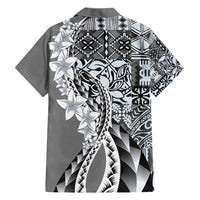 Aloha Vintage Plumeria Hawaiian Tapa Pattern Family Matching Tank Maxi Dress and Hawaiian Shirt Gray Hawaiian Tapa Pattern LT9 - Polynesian Pride