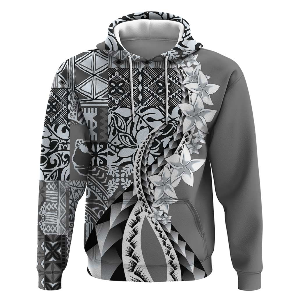 Aloha Vintage Plumeria Hawaiian Tapa Pattern Hoodie Gray Hawaiian Tapa Pattern LT9 Pullover Hoodie Gray - Polynesian Pride