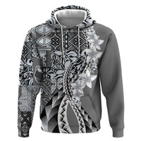 Aloha Vintage Plumeria Hawaiian Tapa Pattern Hoodie Gray Hawaiian Tapa Pattern LT9 Pullover Hoodie Gray - Polynesian Pride