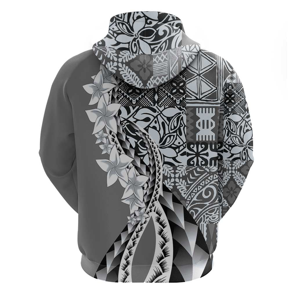 Aloha Vintage Plumeria Hawaiian Tapa Pattern Hoodie Gray Hawaiian Tapa Pattern LT9 - Polynesian Pride