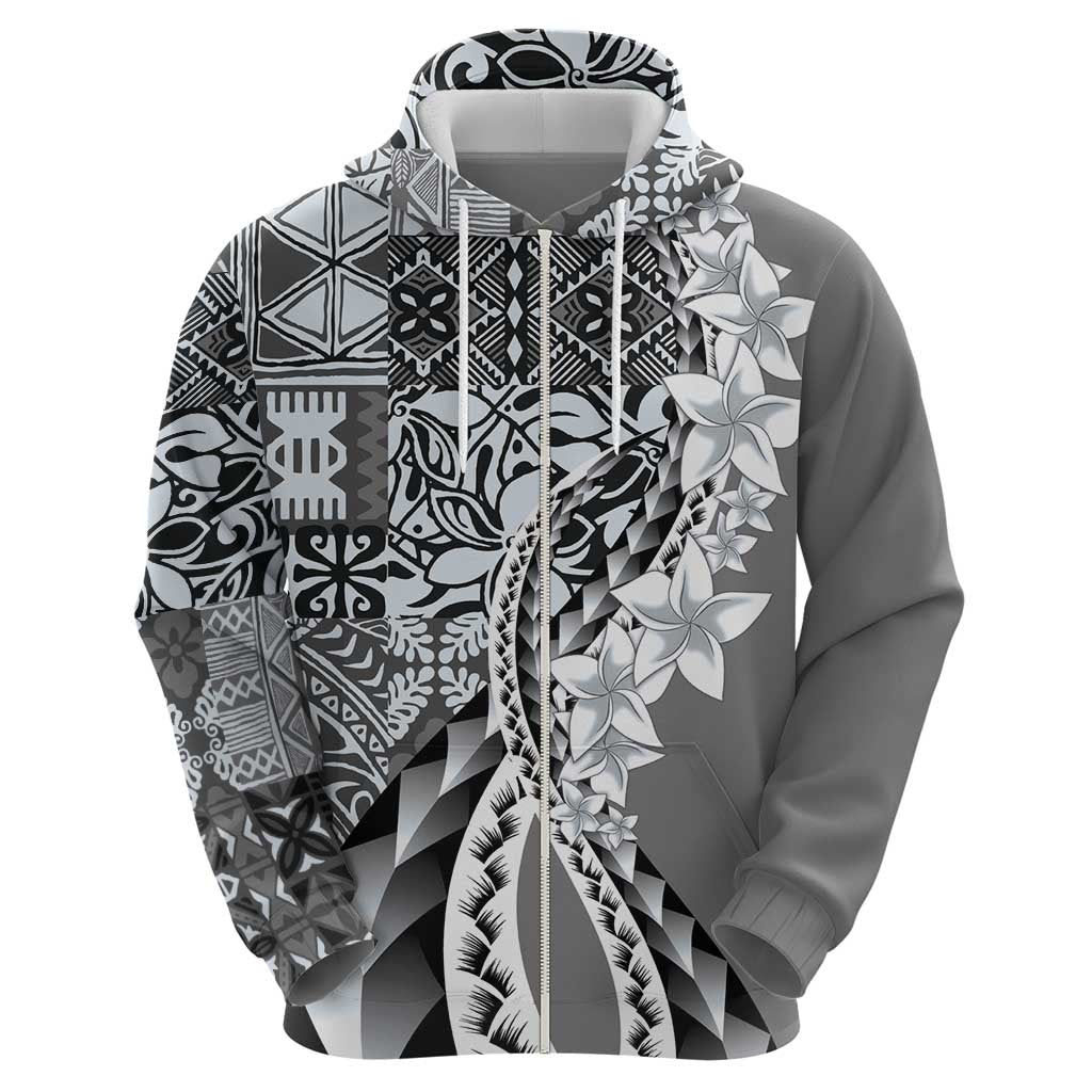 Aloha Vintage Plumeria Hawaiian Tapa Pattern Hoodie Gray Hawaiian Tapa Pattern LT9 - Polynesian Pride